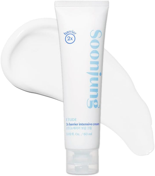 ETUDE House SoonJung Barrier Intensive Cream, 60ml, Hypoallergenic Shea Butter, Hydrating Vegan Facial Moisturizer for Sensitive Skin, Water-Oil Balance