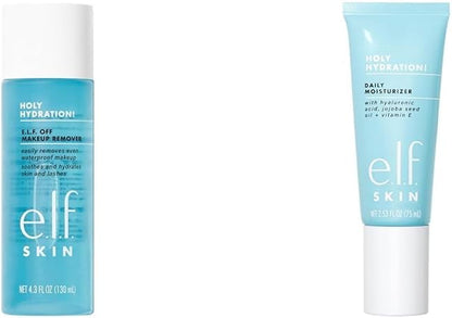 el.f. SKIN Holy Hydration! e.l.f. Off Makeup Remover, Liquid Makeup Remover For Eye, Lip & Face Make & Daily Hydration Moisturizer, Infused with Aloe, Jojoba Oil & Shea Butter, 2.53 Fl Oz (75mL)