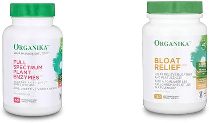 Organika 全譜植物酵素 - 幫助分解碳水化合物、脂肪、蛋白質、乳製品 - 60 粒素食膠囊和緩解腹脹 - 幫助緩解腹脹和脹氣 - 甜茴香草本混合物