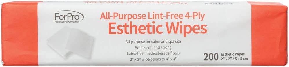 ForPro All-Purpose Lint-Free 4-Ply Esthetic Wipes, for Salon and Spa Use, Soft, Strong and Durable, Latex-Free, Medical-Grade Fibers, 2” x 2”, 200-Count (Pack of 6)