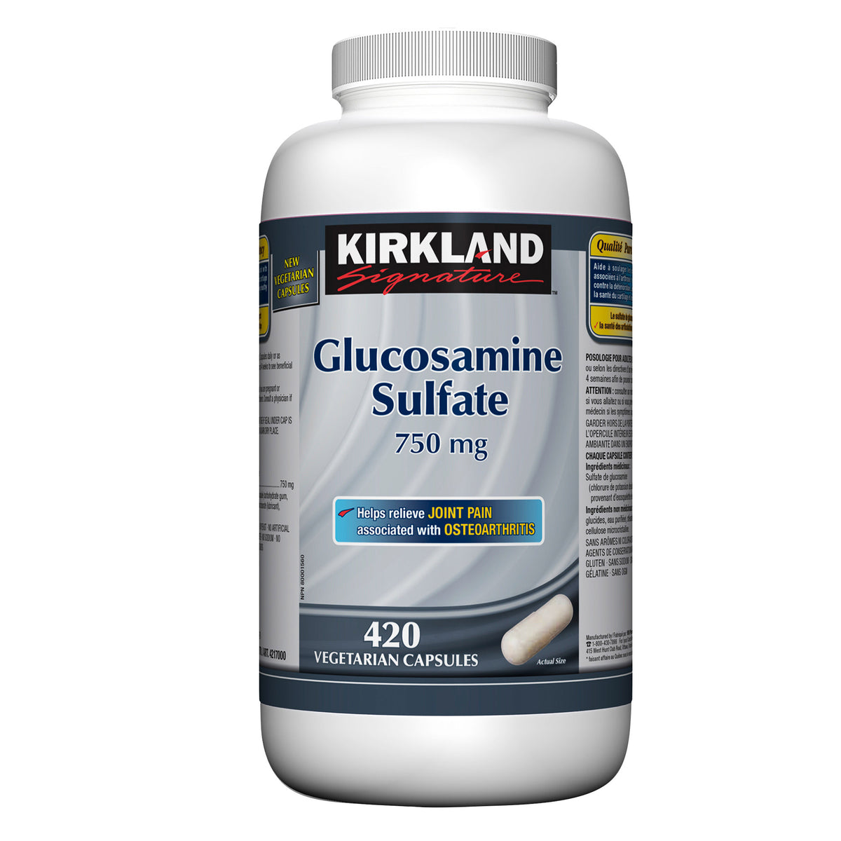 Kirkland Signature 硫酸葡萄糖胺 750 毫克 - 420 粒素食膠囊