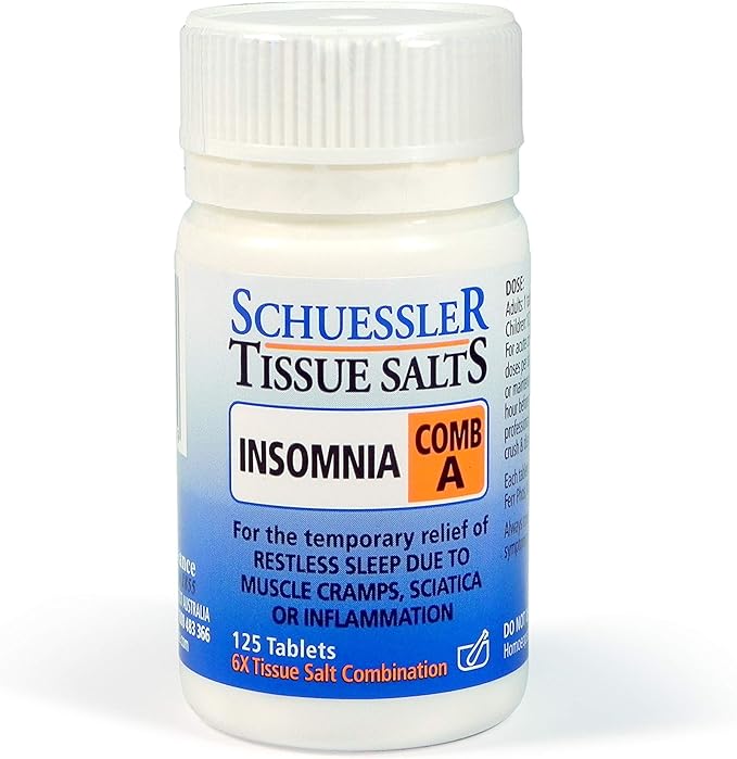 002 Martin &amp; Pleasance - Schuessler 组织盐 First Insomnia Relief Comb A，125 片 - 缓解坐骨神经痛、缓解神经痛、缓解炎症、缓解痉挛和肌肉抽筋的补充剂