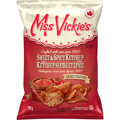 Miss Vickie's Sweet & Spicy Ketchup flavour Kettle Cooked Potato Chips, 190 g.