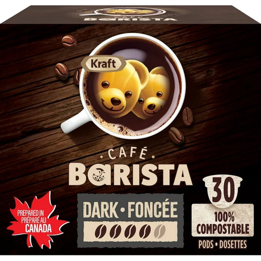 004-Kraft Café Barista 深度烘焙咖啡 100% 可堆肥豆莢，30 克拉盒裝，300 克