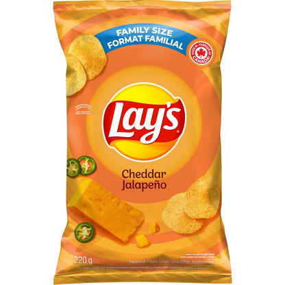 Lay's Cheddar Jalapeño flavoured Potato Chips, 220 g.