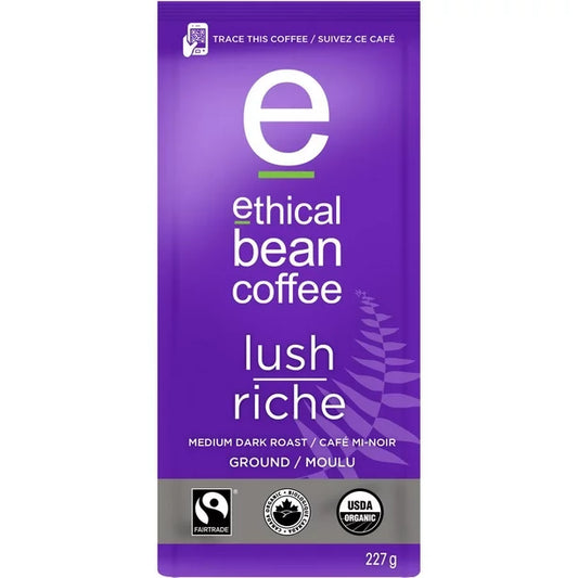 004-Ethical Bean Fairtrade 有機咖啡，Lush 中度深度烘焙，研磨咖啡，227 克