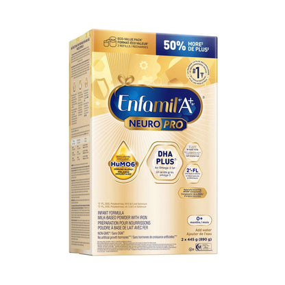 Enfamil A+ NeuroPro 嬰兒配方奶粉，0-12 個月，補充裝，890 克（2x445 克）