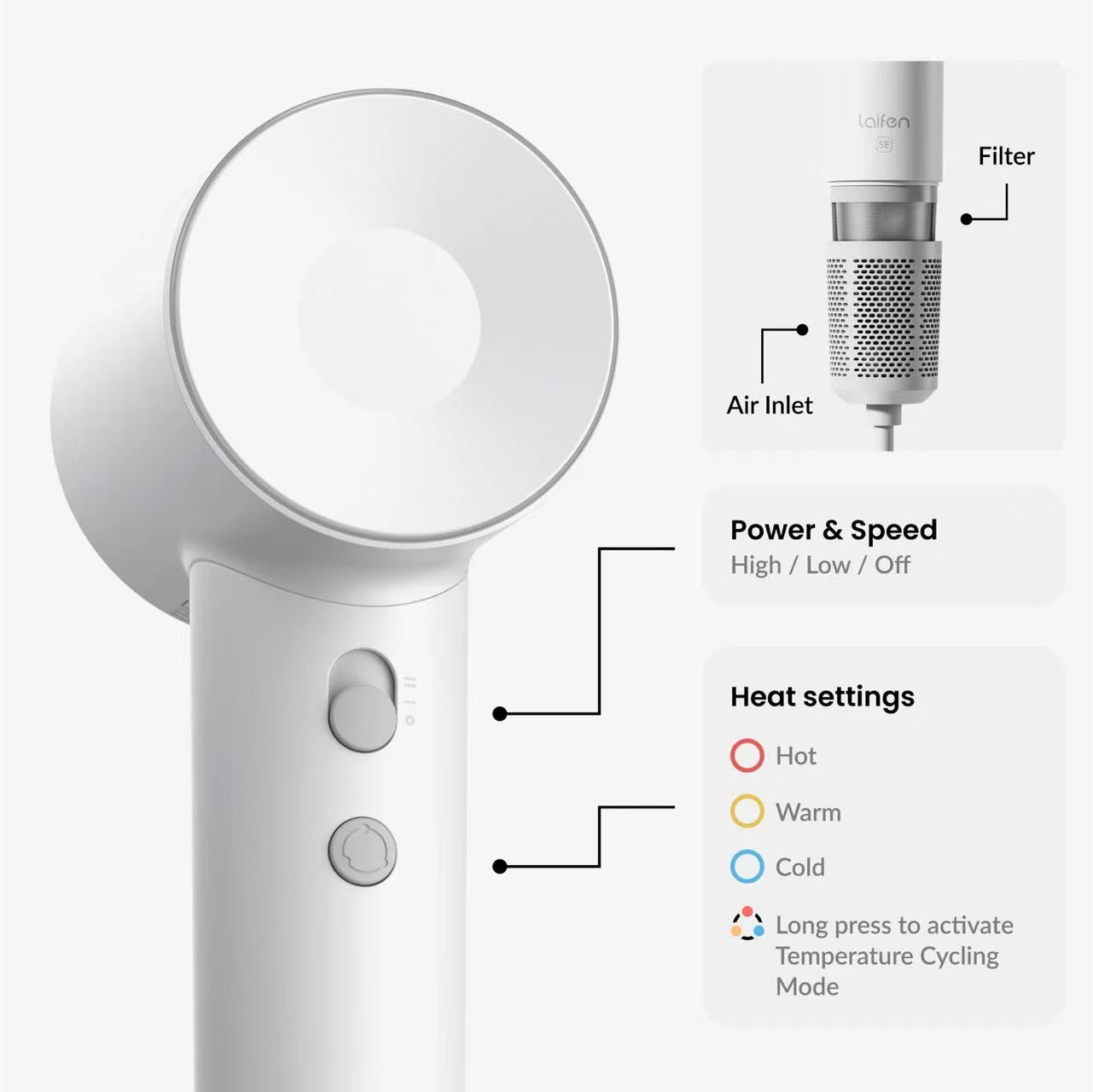 Laifen SE Hair Dryer - matte white