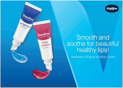 Vaseline Lip Therapy Rosy Balm Tube 10g + Vaseline Healing Jelly for dry, cracked skin Original 375g
