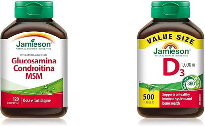 氨基葡萄糖软骨素 MSM 1,300 毫克超强效胶囊 - 无麸质 & 维生素 D 1,000IU 500 片