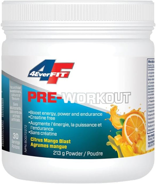 4EverFit 運動前補劑 - 全天然，不含肌酸 - 柑橘芒果味 213克