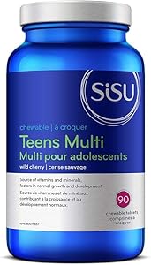 SISU 青少年複合維生素，90 片咀嚼片 - 青少年複合維生素 - 健康與壓力支持 - 不含麩質和乳製品 - 45-90 份（1 包）