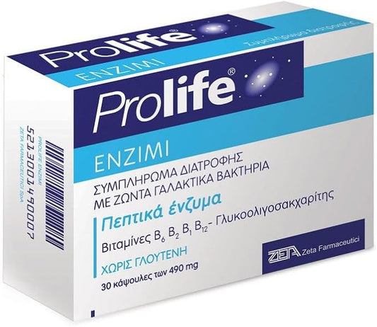 002 Fotopharmacy Prolife Enzimi 膳食补充剂，含消化酶、益生菌、益生元和维生素，30粒。