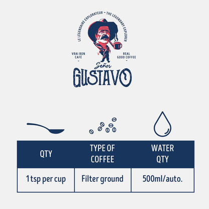 Café Senor Gustavo El Bueno 顺滑哥伦比亚轻度烘焙研磨咖啡，浓郁的咖啡，带有淡淡的花香，犹太洁食认证咖啡，产自中南美洲的咖啡豆 - （227 克）