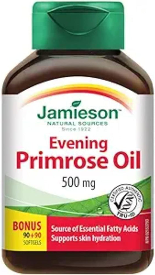 Evening Primrose Oil 500 mg Softgels - With Vitamin E, Gluten-Free, 180 Count (Pack of 1) & Folic Acid 1000mcg 100's 100 Tablets