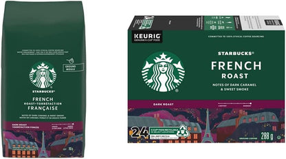 星巴克法式烘焙研磨咖啡，793 克，法式烘焙，深度烘焙咖啡，單份 Keurig K-Cup 膠囊，24 粒