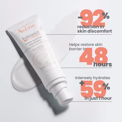 Eau Thermale Avene Tolerance Control Soothing Skin Recovery Cream, for hypersensitive, normal to combination skin, tube with sterile pump, replacing Skin RECOVERY, 40 ml