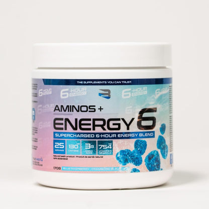Believe Supplements - 氨基酸+能量 6-6 小时能量补充剂，含维生素、矿物质和兴奋剂 - 提升注意力和能量 - 零糖（蓝莓）