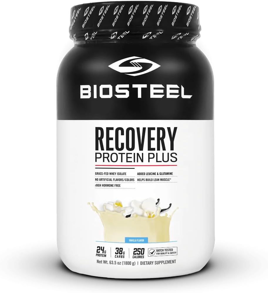 BioSteel 运动恢复蛋白粉，草饲非转基因配方，香草味，27 份，1.8 千克