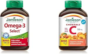 Omega-3 Select 1,000 毫克和咀嚼維生素 C 500 毫克 - 白桃口味，120 粒（1 包）