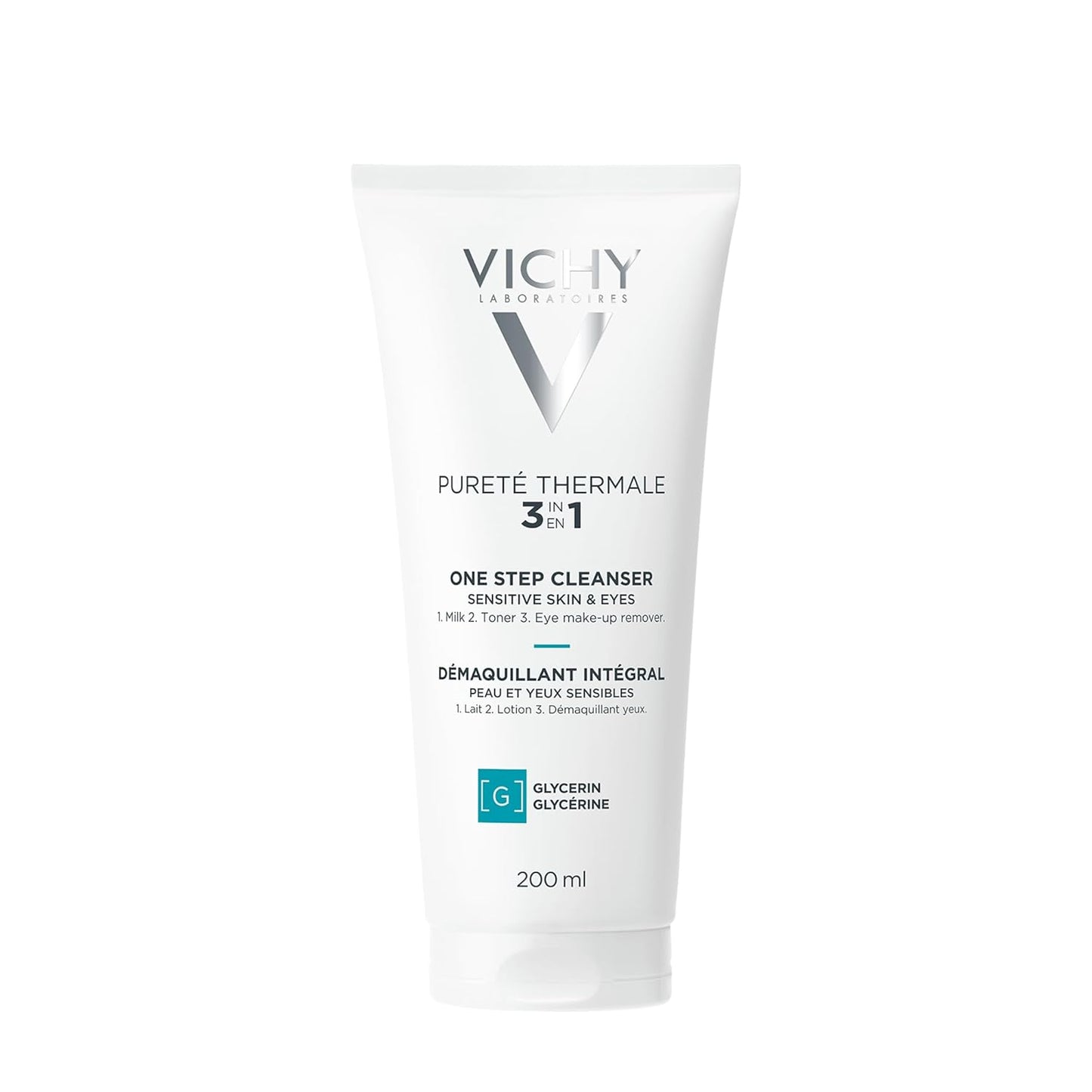 Vichy Gentle Facial Cleanser and Makeup Remover, Purete Thermal 3-in-1 Face Cleanser for Sensitive Skin, Hypoallergenic, Dermatologist Recommended, Paraben-Free, 200mL