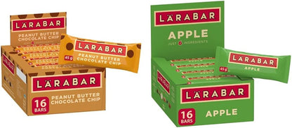 Larabar Gluten Free Peanut Butter Chocolate Chip Fruit and Nut Energy Bar, 16-Count, 720 Gram & Gluten Free Apple Fruit and Nut Energy Bar,16-Count, 720 Gram