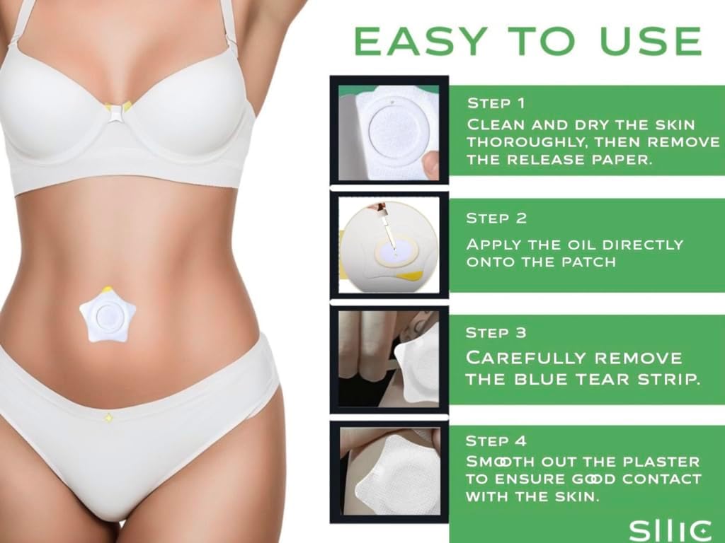 Sllic® CorePatch - 70pcs Premium Castor Oil Belly Button Patches - 70 Pcs, 2 Packs | Convenient, Disposable Non Leaking & Mess-Free Application Castor Oil Pack Wraps | Effective for Tummy, Abdomen & Overall Wellness [Cas…