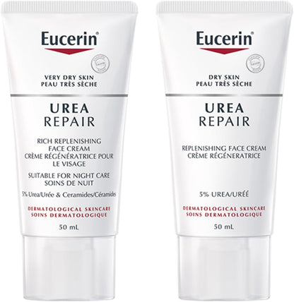 EUCERIN Urea Repair Replenishing Day and Night Face Cream Set for Dry to Very Dry Skin