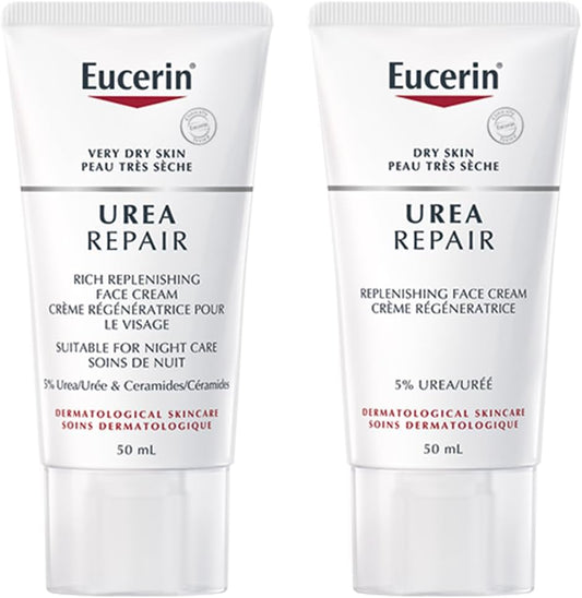 EUCERIN Urea Repair Replenishing Day and Night Face Cream Set for Dry to Very Dry Skin