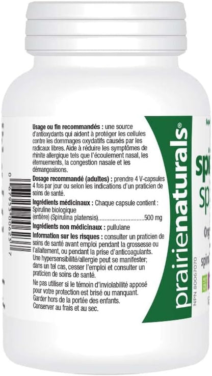 Prairie Naturals 有機螺旋藻藍綠藻VCapsules - 180粒