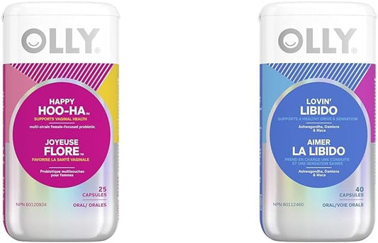 OLLY Supplement Capsules | Happy HOO-HA Female Probiotic + Lovin' Libido Women's Sexual Health Bundle