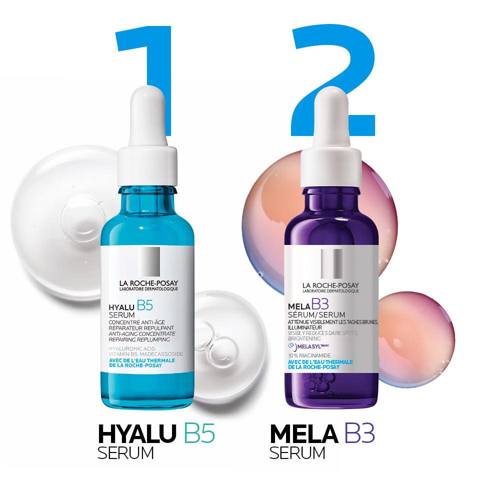 La Roche-Posay Hyaluronic Acid Face Serum, Hyalu B5 Hyaluronic Acid Serum for Face, with Vitamin B5 & Anti-Aging BUNDLES with Mela B3 Serum or Ultra Fluid SPF 50+. Suitable for Sensitive Skin