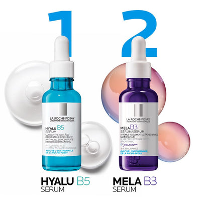 La Roche-Posay Hyaluronic Acid Face Serum, Hyalu B5 Hyaluronic Acid Serum for Face, with Vitamin B5 & Anti-Aging BUNDLES with Mela B3 Serum or Ultra Fluid SPF 50+. Suitable for Sensitive Skin