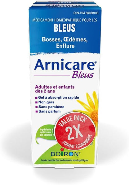 Boiron Arnicare 瘀伤凝胶，天然舒缓瘀伤，缓解疼痛、肿块、水肿和肿胀 - 不油腻、无香，2x 45g