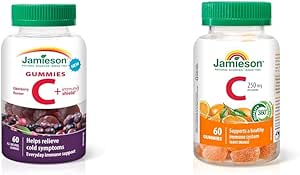 Jamieson 維生素 C 增強免疫力軟糖 - 接骨木味，60 粒（1 包）和維生素 C 軟糖 60 粒