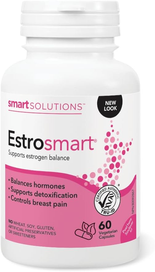 智選方案 Estrosmart 素食膠囊，平衡荷爾蒙，促進雌激素代謝，緩解乳房疼痛。蘊含 D-葡萄糖酸鈣和 DIM，不含麩質、大豆，不含人工防腐劑或甜味劑…