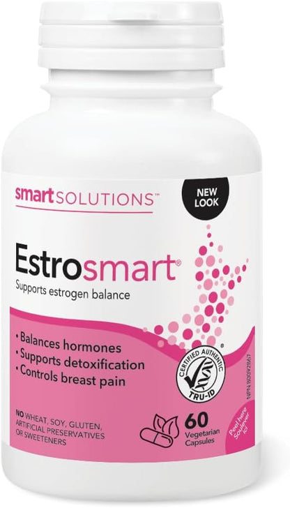 智選方案 Estrosmart 素食膠囊，平衡荷爾蒙，促進雌激素代謝，緩解乳房疼痛。蘊含 D-葡萄糖酸鈣和 DIM，不含麩質、大豆，不含人工防腐劑或甜味劑…