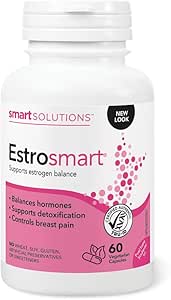 智選方案 Estrosmart 素食膠囊，平衡荷爾蒙，促進雌激素代謝，緩解乳房疼痛。蘊含 D-葡萄糖酸鈣和 DIM，不含麩質、大豆，不含人工防腐劑或甜味劑…