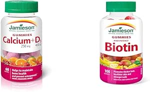 Jamieson 鈣+維生素 D 60 粒軟糖和高效生物素軟糖 100 粒軟糖