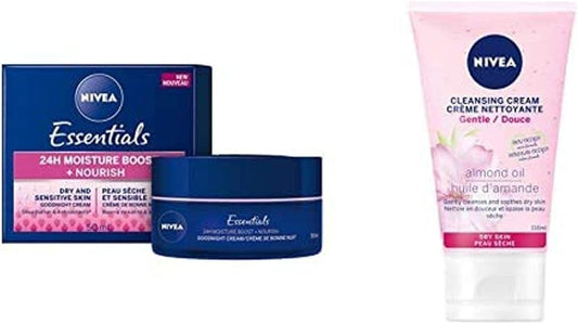 NIVEA Face Cream and Cleanser for Dry Skin, Face Cleanser and Moisturizer to Gently Cleanse and Moisturize Skin