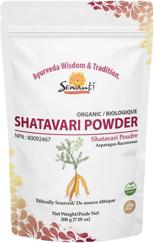 Organic Shatavari Powder 200g/ NPN 80092467/ Asparagus Racemosus/Adaptogen/Energy & Stress
