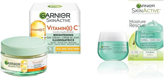 Garnier Vitamin C* Brightening Day Cream with Super Citrus, Nourishes and Boosts Skin Glow & Moisture Rescue Face Moisturizer Gel Cream, 24 Hour Hydrating Skin Care