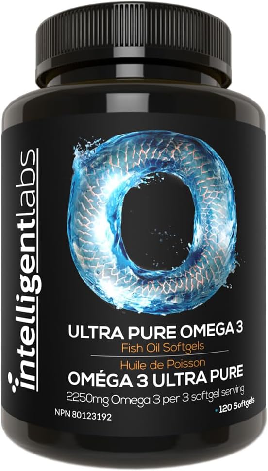 002  Intelligent Labs 三酸甘油酯 Omega 3，每 3 粒膠囊含 2250 毫克，無打嗝魚油膠囊，每瓶 120 粒軟膠囊