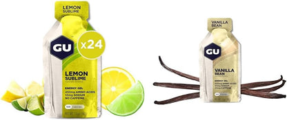 GU ENERGY 能量凝膠，檸檬味，24 粒 & GU ENERGY 原味運動營養能量凝膠，香草味，24 粒裝