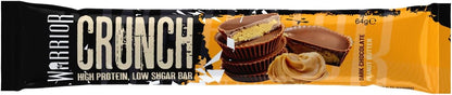Warrior Crunch - High Protein Bars - 20g Protein Each Bar - Low Carb, Low Sugar Snack - 12 Pack x 64g - Dark Chocolate Peanut Butter