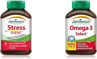 Jamieson Stressease 90粒膠囊和Omega-3 Select 1,000毫克