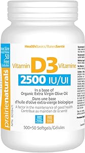 Prairie Naturals 維生素 D3 膽鈣化醇 2,500iu 軟膠囊，550 粒