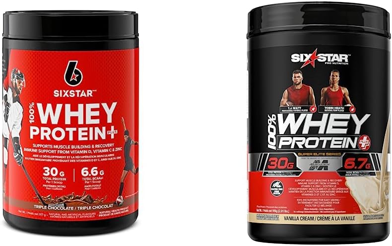 Six Star 乳清蛋白增强剂（分离蛋白和肽）增肌粉 | 巧克力+香草口味，每包 2 磅