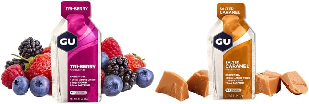 GU ENERGY 原廠運動營養能量凝膠，三種莓果口味（24 粒）+ 鹹焦糖口味（24 粒）