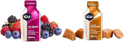 GU ENERGY 原廠運動營養能量凝膠，三種莓果口味（24 粒）+ 鹹焦糖口味（24 粒）